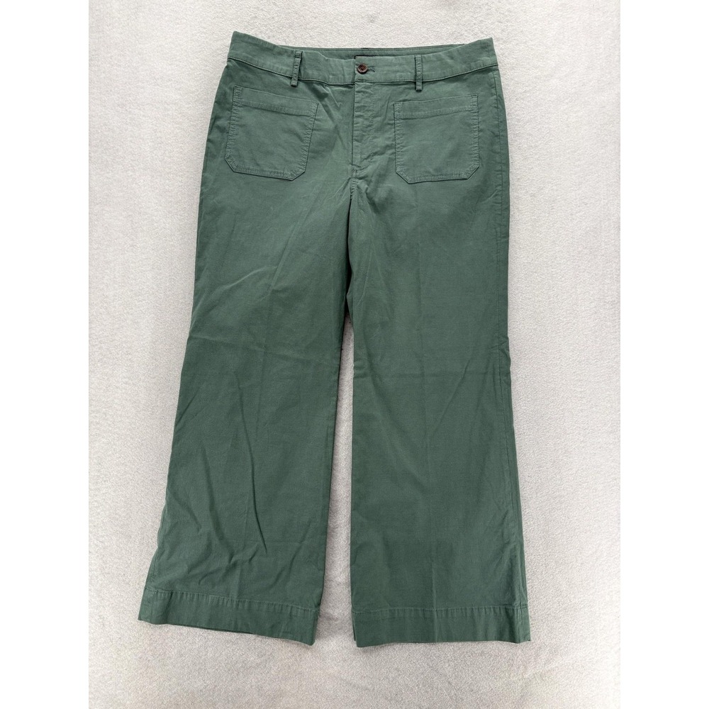 J.Crew Lizzie Wide Leg Pant Womens Pants 33P Pale Spinach Stretch Linen Comfort